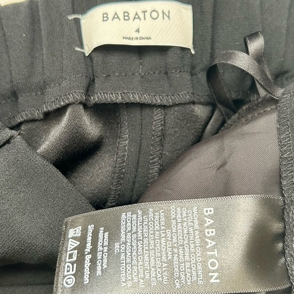 Aritzia Babaton Cohen Trouser Cropped Pleated Dress Pant Jogger Black Crepe Sz 4 - Picture 12 of 13